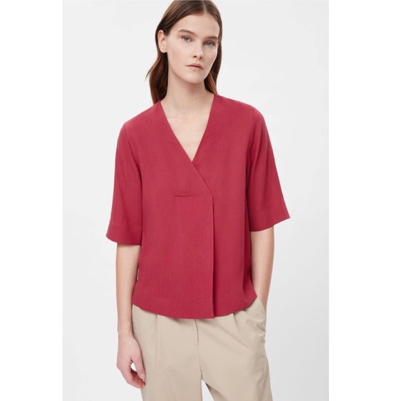 COS Tops - COS Crossover V-Neck Short Sleeve Blouse Brick Red